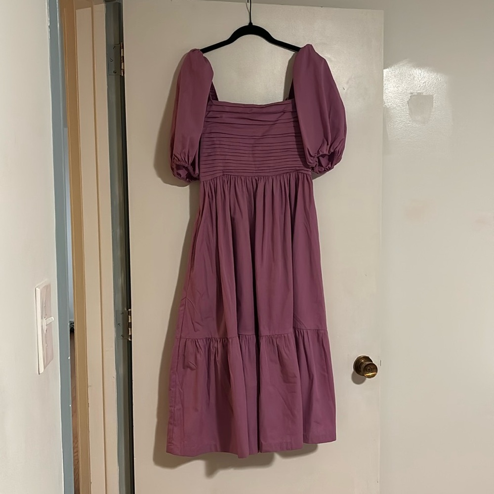 Poplin sleeve midi dress